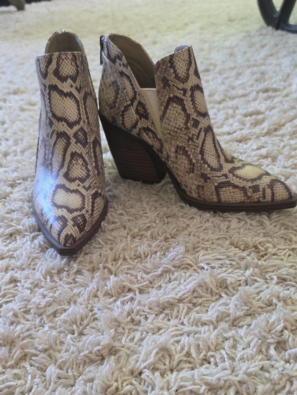Vince Camuto-  Snake-Print Women's Ankle Booties - Neutral Brown